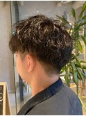 ツーブロック ツイストスパイラルパーマ 爽やか マッシュ