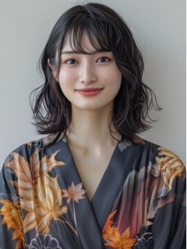 アルトリスト(Altruist Aging×HAIR&SPA) ★ダークアッシュ大人ガーリーボブ着物ミディアムレイヤーカット