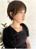 ショートカット 丸みショート ハイライトカラー