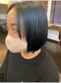 20代30代40代50代大人可愛いブルーブラックセンターパート