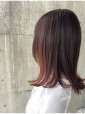 レッドブラウン×顔周りレイヤー