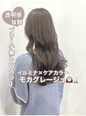 イエべブルベ夏ブリーチ無しWカラー透明感モカグレージュ
