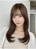 黒髪ロングレイヤー/イメチェン縮毛矯正/モードヘアー/秋色