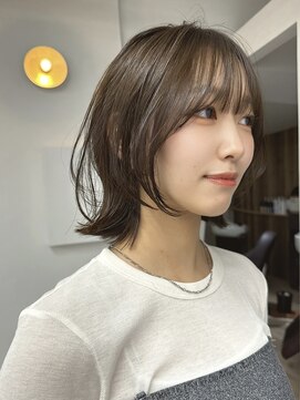 バベル アット フルリール 甲子園口(BABEL at fleurir) 顔まわりレイヤーボブに赤味なしオリーブグレージュ