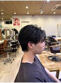 韓国マッシュフェザーパーマニュアンスパーマセンターパート黒髪
