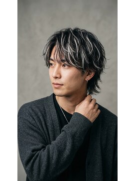アッシュ 桜木町店(Ash) 横浜桜木町メンズカット×ホワイトメッシュ×ウルフスタイル