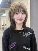 ミディアムレイヤーカット/髪質改善/韓国/前髪/新宿/ブリーチ