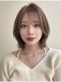 マロンベージュ韓国風レイヤーボブ