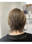 大人可愛いボブルフ/ショコラベージュ白髪ぼかし脱白髪染め