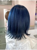 ネイビーブルー/ダブルカラー/ブリーチ/髪質改善/横浜