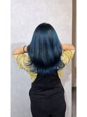 #バレイヤージュ#筋感#ブルー#ブリーチ