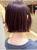 ホワイトグレージュミニウルフデジタルパーマチェリーブラウン