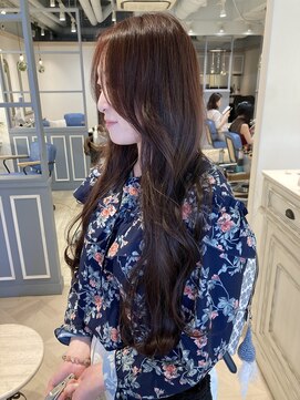 シェノン 赤羽店(CHAINON) チェリーブラウンロング巻き髪顔周り小顔レイヤー赤羽美容室