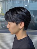 メンズパーマフェザーパーマサーフカールブルーブラック