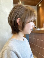 エリマバイフィフス 調布(elima by fifth)&nbsp;調布白髪染めレイヤーボブショートヘアベージュアッシュブラウン