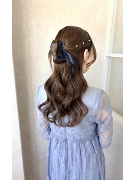 ジールサロン つくば本店 ハーフアップ リボンヘアセット 10代 20代 30代