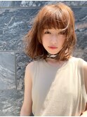 添田】大人かわいい無造作毛先パーマボブ ことりベージュカラー
