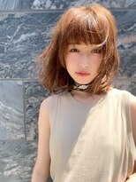 添田】大人かわいい無造作毛先パーマボブ ことりベージュカラー