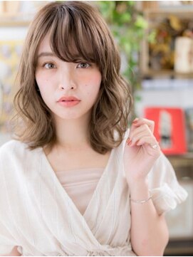 カバーヘア ブリス 川口(COVER HAIR bliss) ★斜めバングマロンベージュ抜け感こなれミディ20代30代40代★8