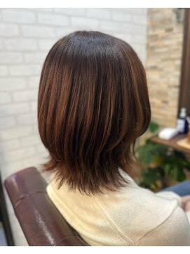 ハサミバイアトリエナガノ 千葉(8sami by atelier nagano) デザインカラー/レイヤーカット/ウエットヘア/オリーブベージュ