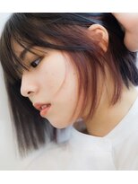 エマ 谷山店(EMMA)&nbsp;切りっぱなし　インナーカラー　ピンク系　ミニボブ　前下がり