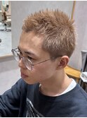 スパイキーショート　ダブルカラー　ボウズ　ベージュ