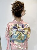 高めルーズカール・アップスタイル/成人式/振袖/着付け/着物