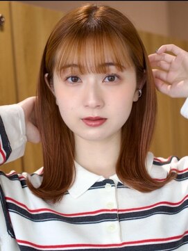 ガーデンヨコハマエスト(GARDEN YOKOHAMA est) オレンジブラウン 外ハネ ミディアム シースルーバング ピレンジ