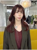 レッドブラウン 韓国風カット