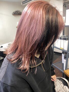 ヘアスタジオハレ(hair studio HALE) 【ブリーチあり】フラミンゴカラー×ブラックライン