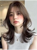 ミルクブラウン/ミルクティーベージュ/顔周りカット/前髪/韓国