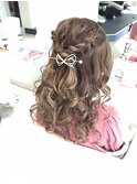 あみこみハーフアップ/ヘアアレンジ/ヘアセット/結婚式/二次会