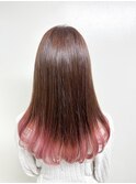 裾カラー*ホワイトピンク