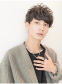 アッシュブラック/マッシュパーマ/刈り上げ/ツーブロック