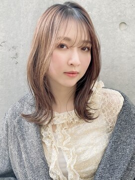 ネリー 銀座(NERIE) くびレイヤーエモージュ前髪グレーベージュレイヤーミディアム