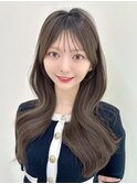 小顔矯正前髪顔まわりレイヤーフェミニンロングメルティーカラー