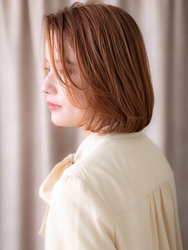 カバーヘア 上尾西口店(COVER HAIR) □アプリコットオレンジワンレン小顔ボブ405-2上尾20代30代40代