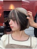 アンブレラカラーホワイトベージュボブ
