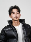 波巻きパーマ 波巻きセンターパート グランジ メンズパーマ