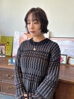 ヘアーアイストゥーレ(HAIR ICI TRE) ボブパーマブリーチなしブラウンミニボブレイヤーパーマオリーブ