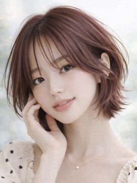 ムーン 仙台一番町店(OON) 韓国レイヤーボブ/顔周りカット/ピンクベージュ/仙台/髪質改善