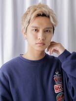 モッズヘアメン 札幌月寒店(mod's hair men)&nbsp;アップバング学生ブリーチデザイン束感メンズカットb札幌月寒