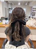 編み込みハーフアップ