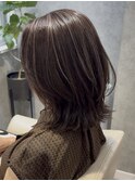 細めハイライト/白髪ぼかしハイライト/レイヤーカット