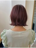 ブリーチなしチェリーブラウン髪質改善縮毛矯正顔まわり韓国ボブ