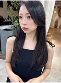 大人かわいい地毛風カラーアッシュブラック前髪顔周りおくれ毛