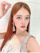 シェリー 仙台(Cherie)&nbsp;大人可愛い暖色ブリーチなしオレンジベージュくせ毛風パーマ