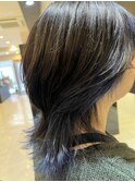 ウルフカット×ブルー