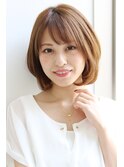 ★イメチェンマロンベージュ前髪小顔カット耳かけ丸みショート