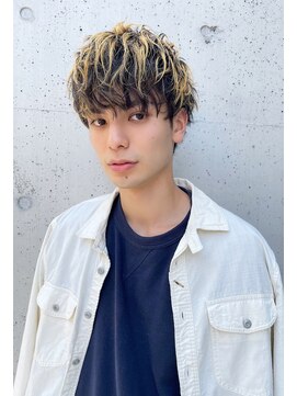 ネイビー(NAVY) スパイラルマッシュ×ハイライト